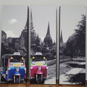 Thai Wall Art Lot of 2 pictures Tuk Tuk Thailand Asia Graffiti Temple i